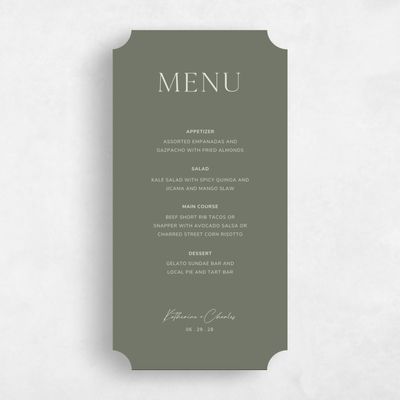 Green Ticket Wedding Menu - Brockway
