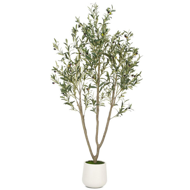 6FT Faux Olive Tree, Artificial Olive Tree, Large Olive Plants, Fake Potted Olive Silk Tree, Natural Olive Branch, Faux Silk Plants