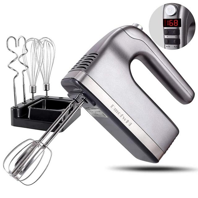 DmofwHi 9-Speed Hand Mixer Electric with Timer and Digital Screen(400W), Kitchen Handheld Mixer with Storage Case and 6 Stainless Steel Attachments  