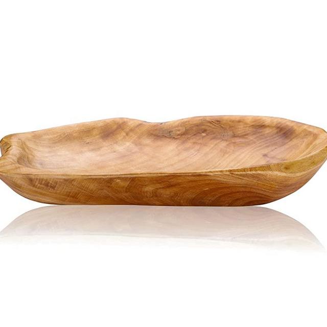 Jovivi Natural Fir Root Wood Dish, Handmade Wood Serving Platter Tray Plate,Wooden Plates for Sandwich Bread Fruit Salad Snack Dough Candy Serving Bowls Appetizer Display (11.4"x7.5")