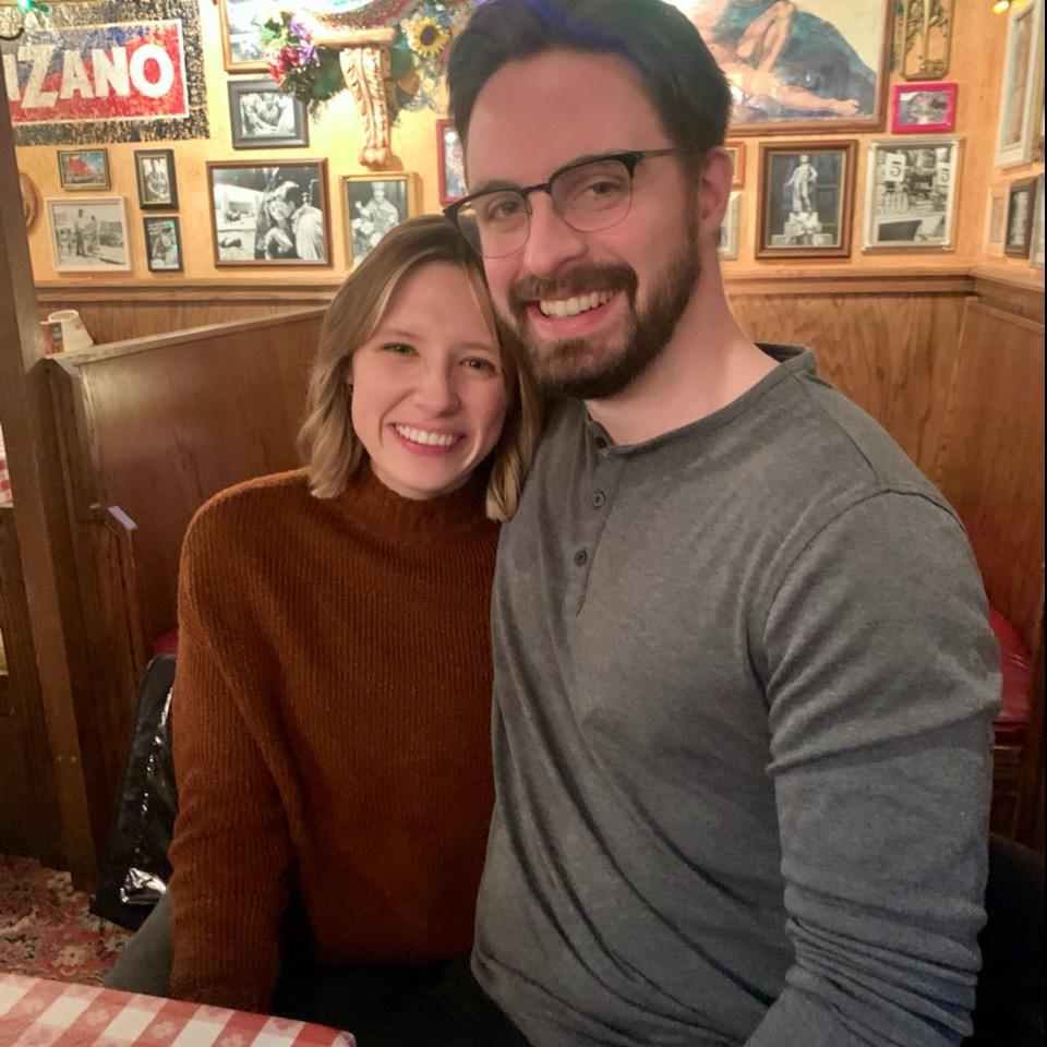 First photo taken together at the yearly Bucca dinner with Erik's family - 2022