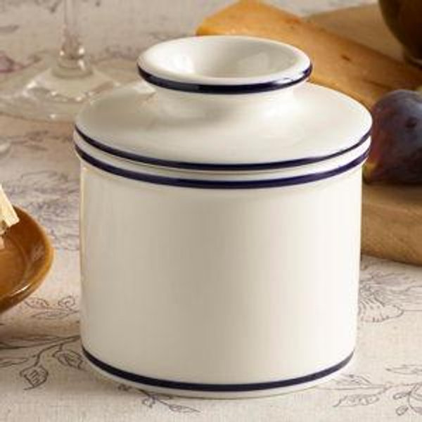 Butter Bell - White with Blue Trim