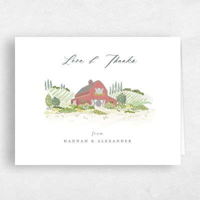 Charcoal, White Wedding Thank You - Sable Landscape