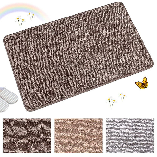 Indoor Doormat Front Door Mat Non Slip Rubber Backing Super Absorbent Mud and Snow Magic Inside Dirts Trapper Mats Entrance Door Rug Shoes Scraper Machine Washable Rug Carpet - 24" x 36" (Coffee)