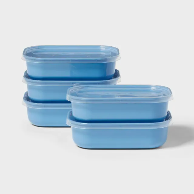 10pc Single Compartment Plastic Meal Prep Food Storage Container Set Blue - Room Essentials™