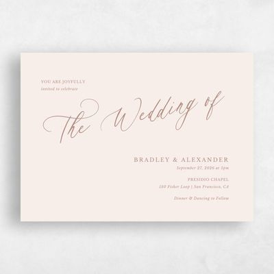 Linen, Beige Wedding Invitation - Andros Landscape