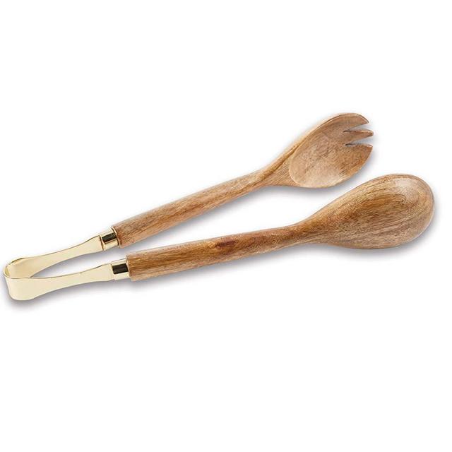Mud Pie Wood Salad Serving Tongs, Brown