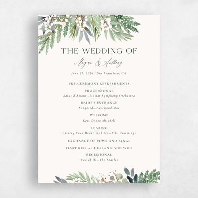 Green Boho Wedding Program - Winslow