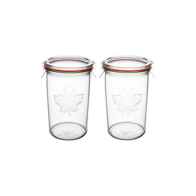 KVZKVZ 0.8 Liter Canning Jars Set of 2, Replace For Weck Canning 743, Replace For Weck 3/4 Liter Jar, 2pcs Glass Jars, Canning Jars For Sourdough, Mold Jar - Sourdough Starter With Wide Mouth