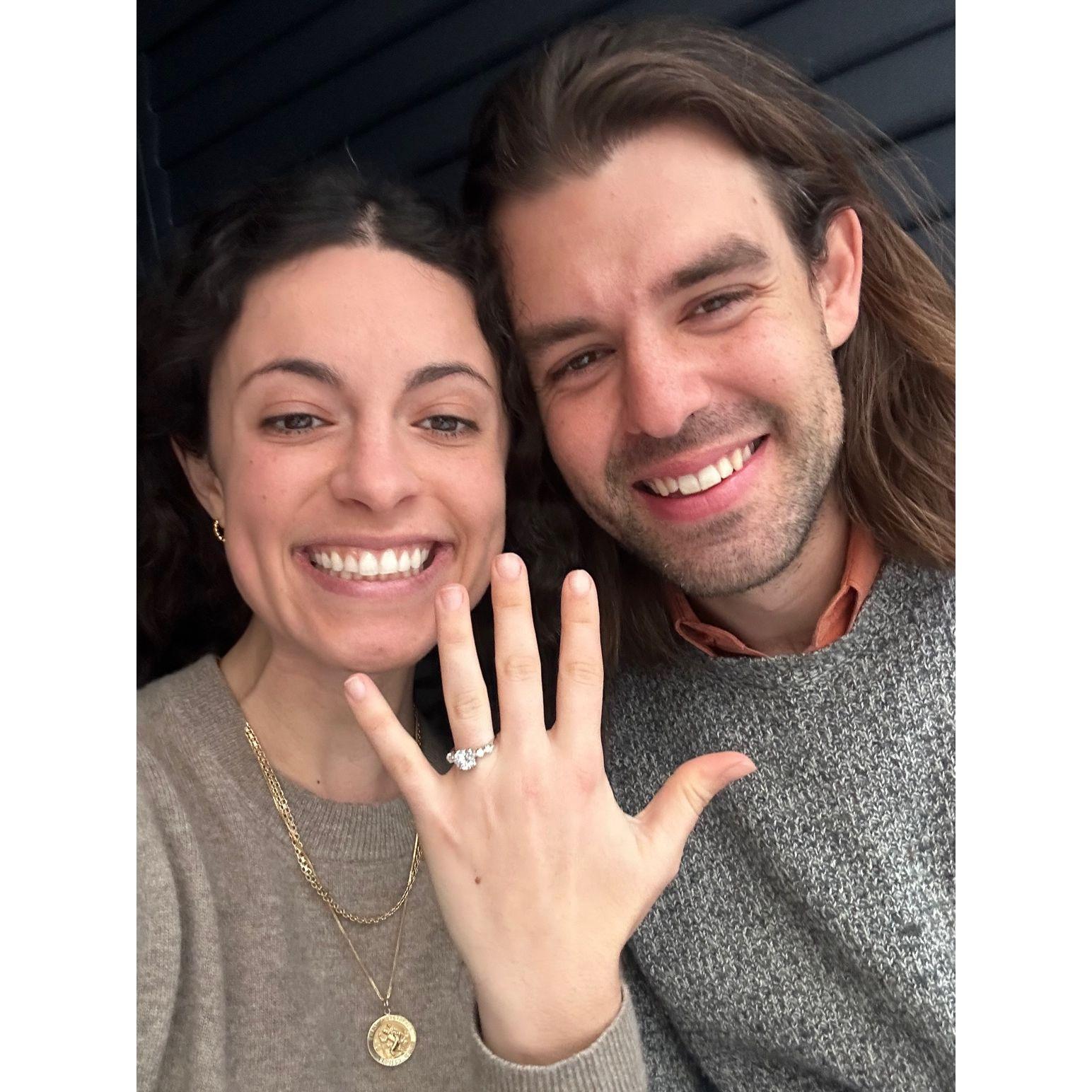 Us at brunch after getting engaged. Thanks Josephine House!