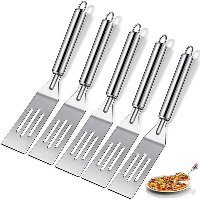 5 Pieces Mini Serving Spatula 9.8 Inch Stainless Steel Brownie Cooking Spatula Comfortable Handle with Elegant Ergonomic Handles Easy to Grip for Cutting and Serving Desserts, Brownies and Lasagna