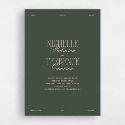 Evergreen Wedding Invitation - Solange Portrait