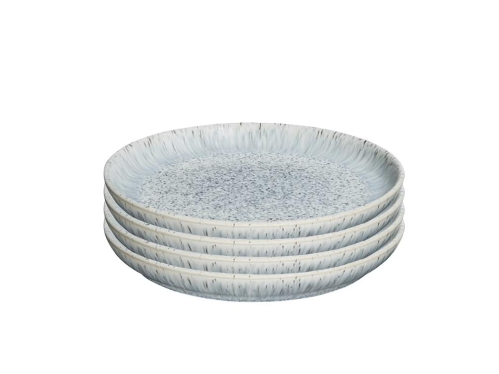Denby Halo Speckle Set of 4 Medium Coupe Plates