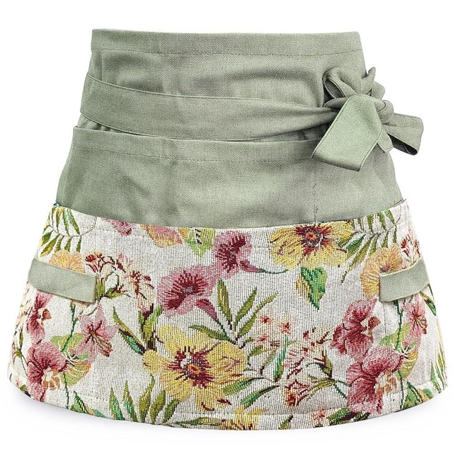 MILCIL Garden Apron for Woman, Serve Apron Cute, Flora Half Apron with 8 Pockets, Valentines Gift for Mom Wife Girlfriend