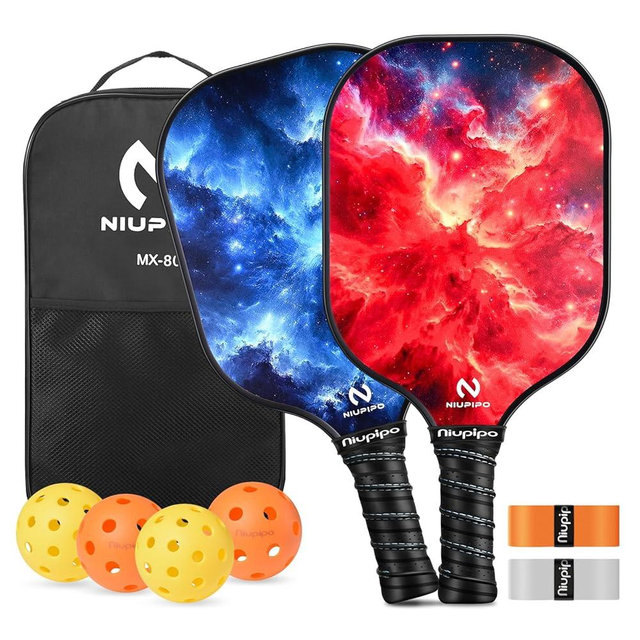niupipo Pickleball Paddles Set of 2 or 4, USAPA Approved Fiberglass Pickleball Paddle Set with Balls and Bag, Polypropylene Honeycomb Core, Lightweight Pickleball Paddles for Beginners Men Women
