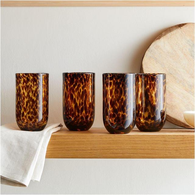 Mari Drinkware, Tumbler, Tortoise, Set of 4