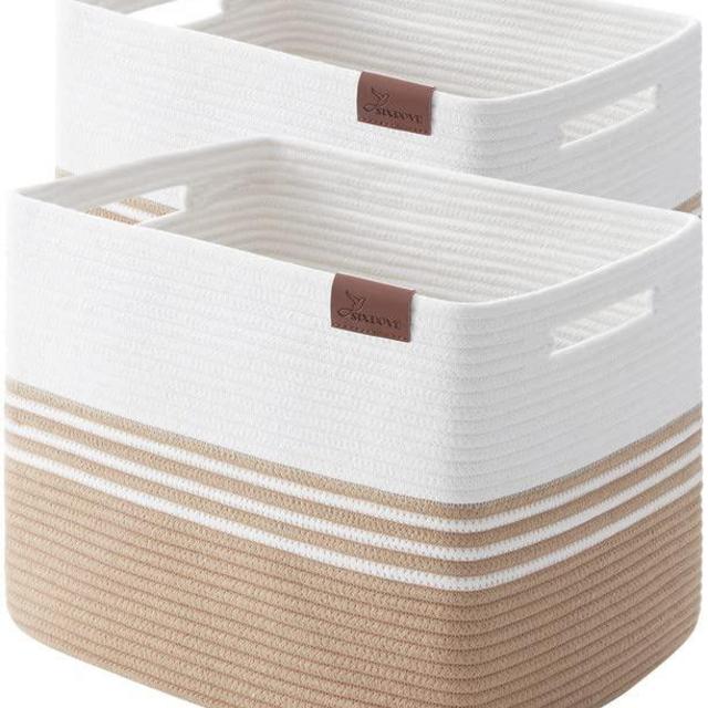 SIXDOVE Storage Baskets, 44L*2 Pack Storage Baskets for Organizing, Luandry Basket for Closet,Cotton Rope Blanket Basket for Storage, Toy Storage Basket for Living Room, Laundry Room, Bedroom-Jute