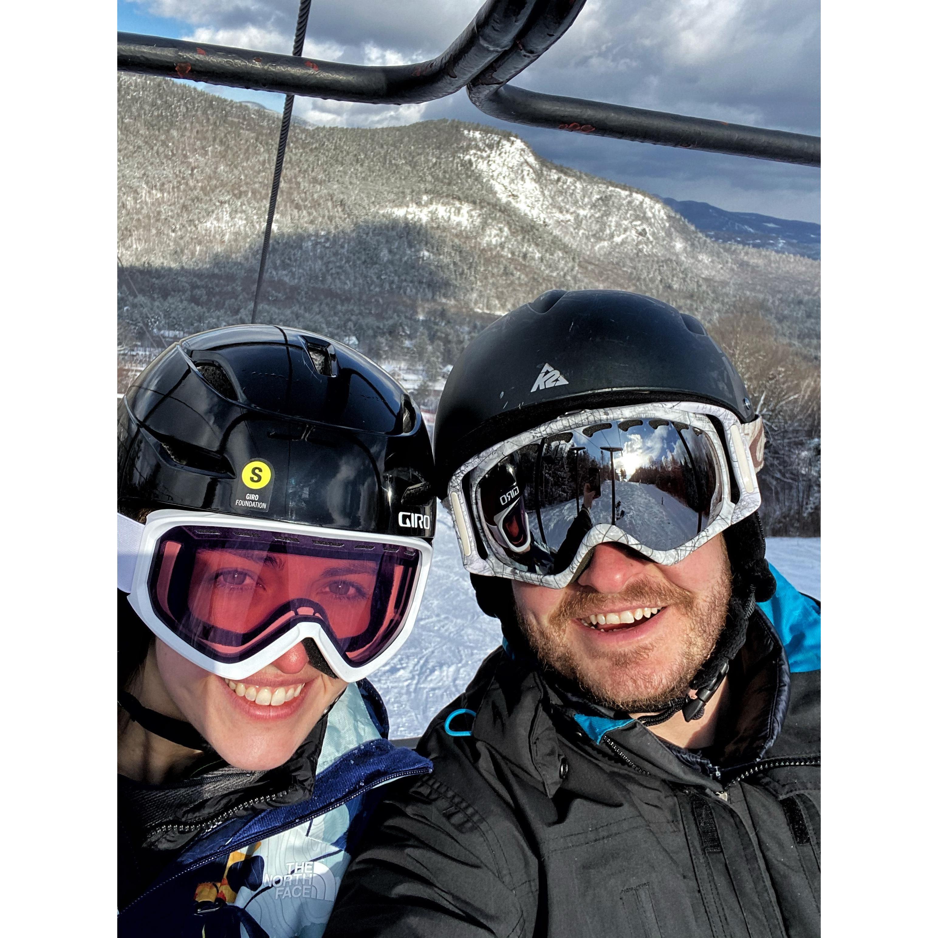 Teaching Brenna how to ski