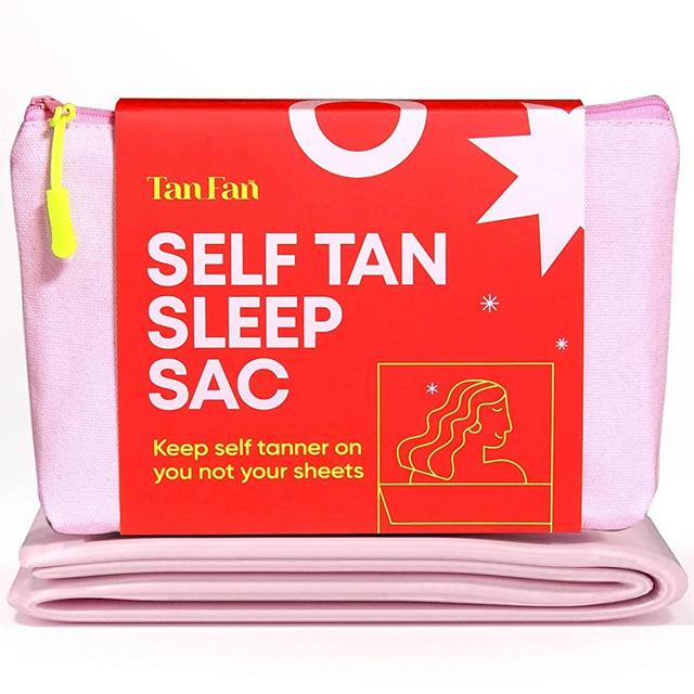 Tan Fan Self Tanner Sleep Sac - Keep Tan On Without Stained Bed Sheets - Self Tan Sleep Sack for Sunless Tan, Spray Tanning, Fake Tan, Lotion, Mousse, Foam - Lightweight Breathable - Won't Rub Off Tan