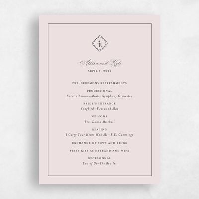 Light Mauve, Purple Wedding Program - Ragusa