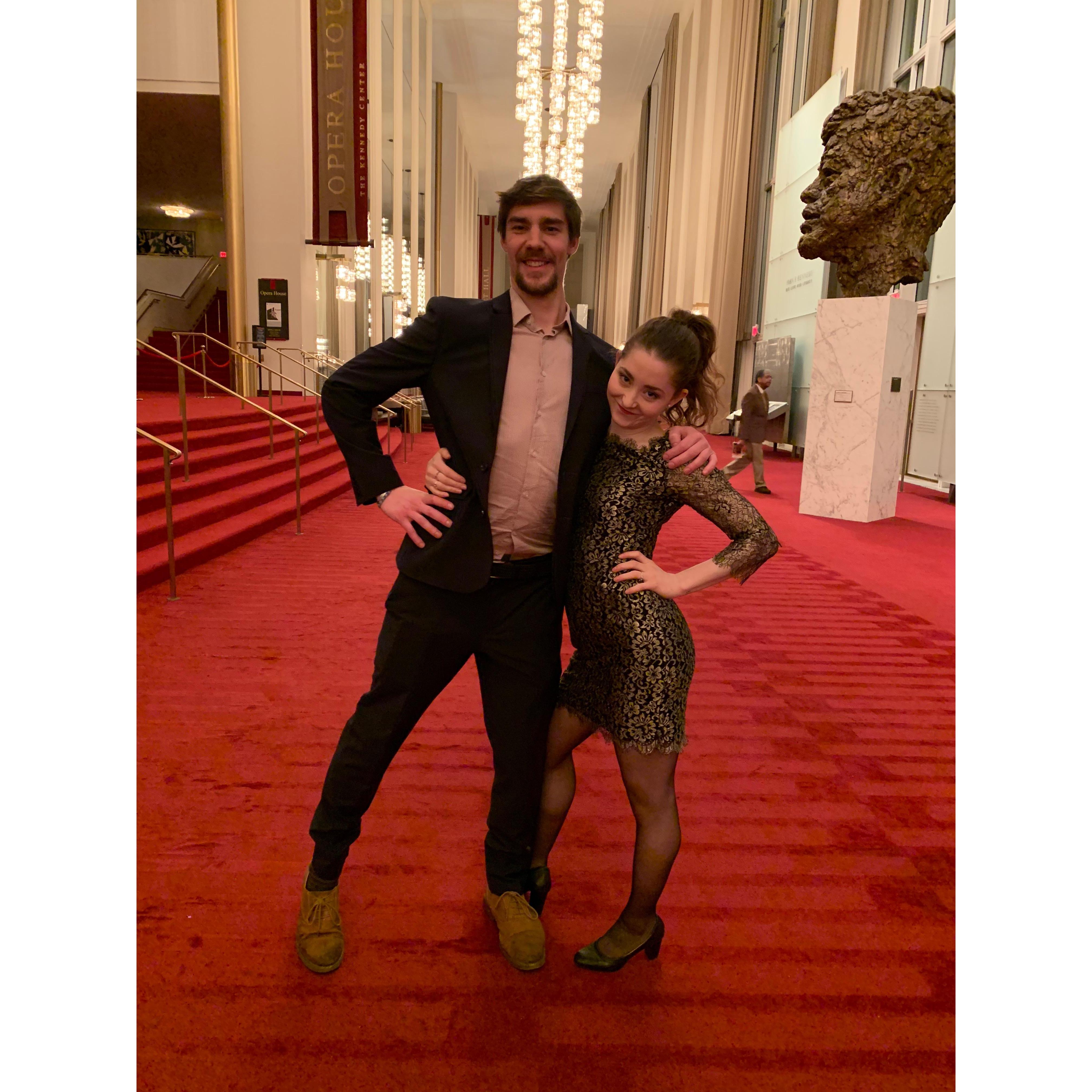 At The Kennedy Center after he watched her opera with both of their families.