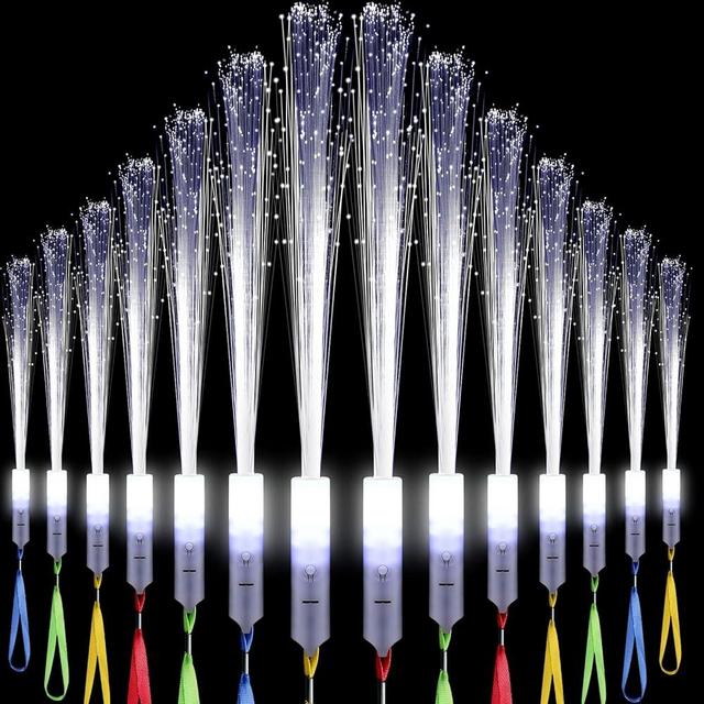 White Fiber Optic Wands Glow Sticks LED Light up Wedding Wand with 3 Light Modes Long Flashing Sparklers for Birthday Wedding Bridal Shower Glow in The Dark Party Favors Supplies (96 Pieces)
