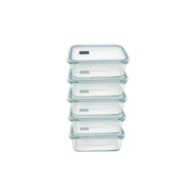 NutriChef 10-Piece Superior Glass Food Storage Containers Set - Stackable Design, Newly BPA-free Airtight Clear Locking lids with Vent Lids