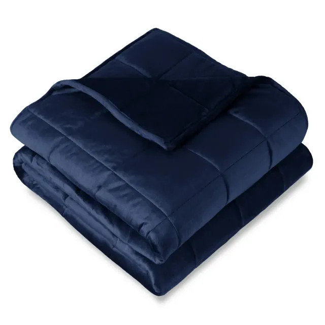 Minky Fleece Weighted Blanket by Bare Home - 30 lb 80" x 87", Dark Blue