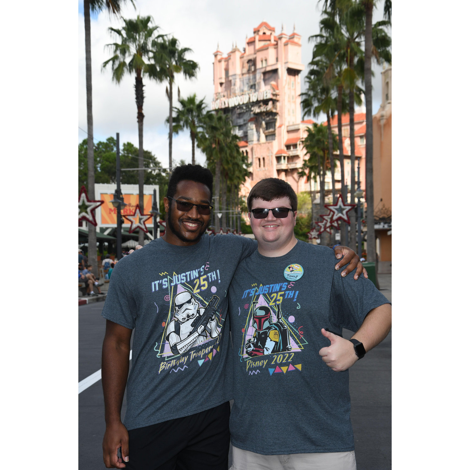 Justin and Best Man, Julian at Hollywood Studios for Justin's 25th Birthday Celebration