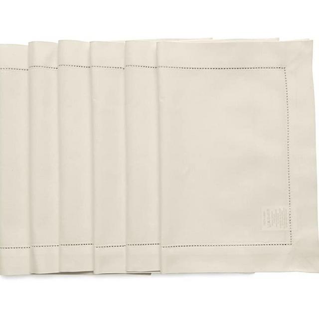 Solino Home Cotton Linen Placemats 14 x 19 Inch – Natural Fabric Hemstitch Placemats Set of 6 – Machine Washable Tablemats for Spring, Summer, Mother Day, Living, Kitchen, Dining – Linen