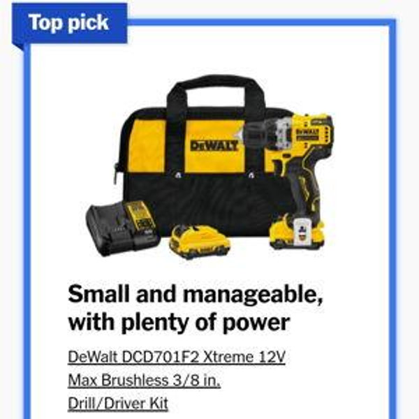 DeWalt DCD701F2 Xtreme 12V Max Brushless Cordless 3/8 in. Drill/Driver Kit