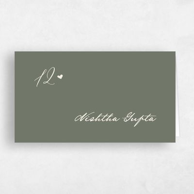 Dark Sage, Green Wedding Place Card - Estate