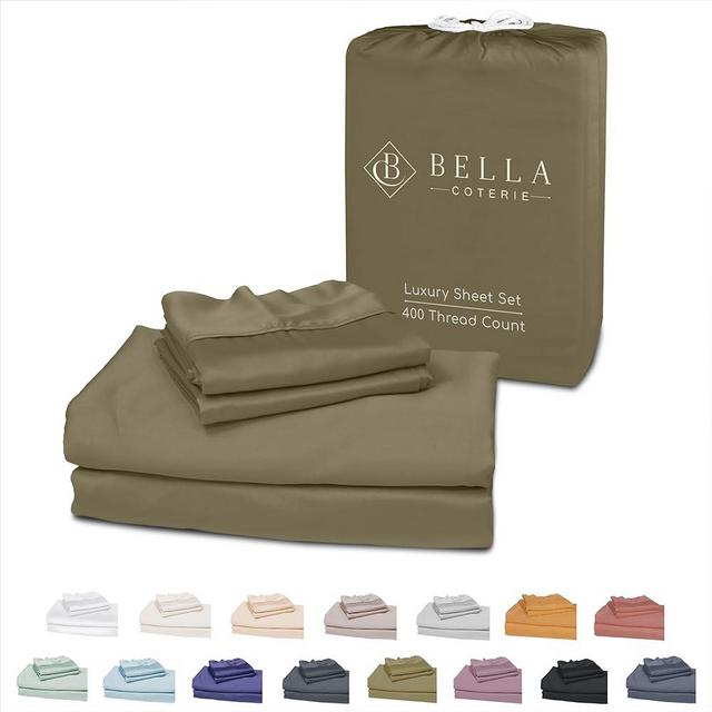 Bella Coterie Luxury Queen Sheet Set | Organically Grown Viscose Made from Bamboo | Ultra Soft | Cooling for Hot Sleepers | 18" Deep Pocket [Olive]