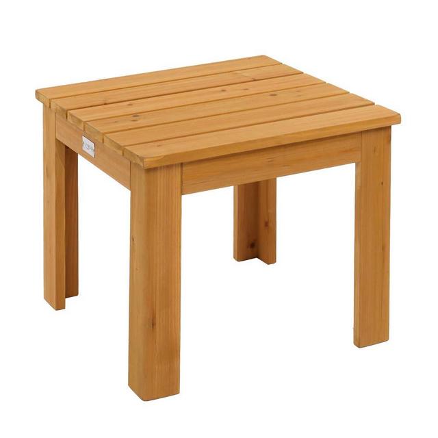 VINGLI Wooden Side Table Outdoor W/Natural Finished, 18" Square Thick Wood Coffee Tabletop, Stable Large Weight Capacity Conversation End Table for Patio Backyard, Garden, Poolside and Balcony