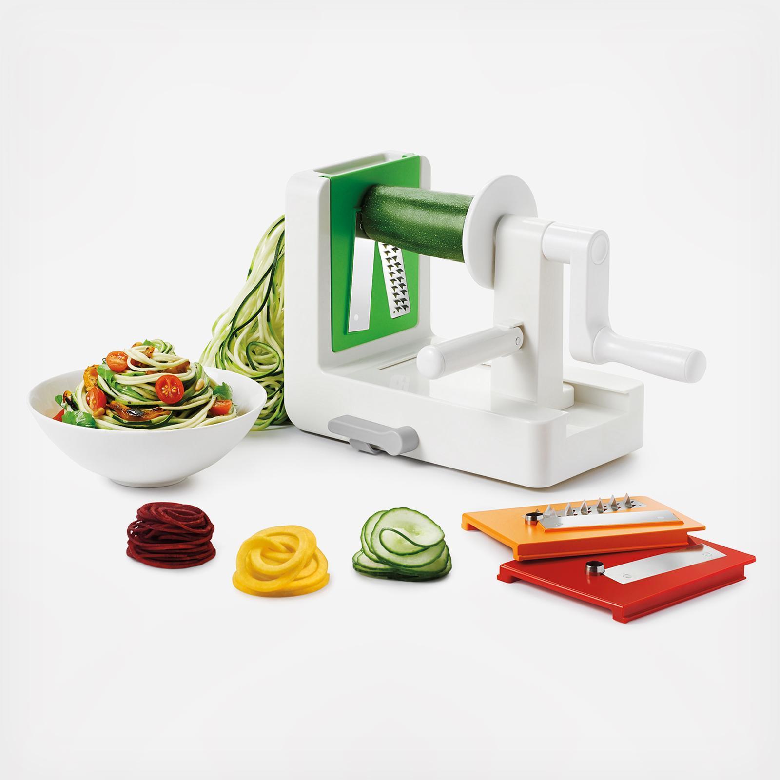 COMMERCIAL CHEF Mini Spiralizer Pasta Maker, Food Spiralizer Set with 4  Blades and Veggie Noodle Maker, Manual Vegetable Spiralizer for Squash