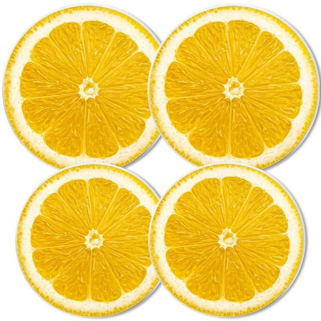Round Gas Stove Burner Covers Set of 4,Funny Yellow Lemon Print Electric Stove Burner Covers,8 Inches and 10 Inches,Metal Stove Top Cover Cooktop Decorative