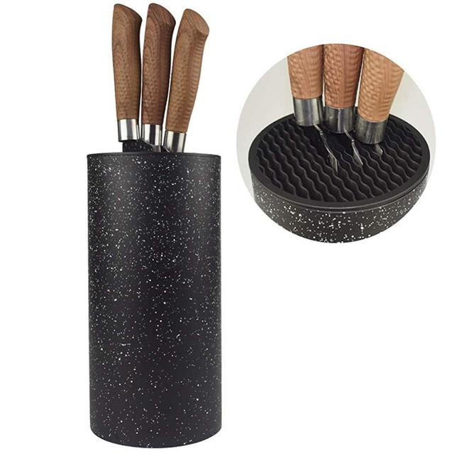 Universal Knife Block Holder, Multi-Functional Freedom Knife Storage Stand, PP Resin Round Knife Holder, Unique Design Slot to Protect Blades Detachable for Easy Cleaning (Black Snowflake Dots)