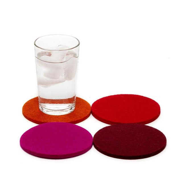 Round Multi Color Felt Coaster, Bordeaux, Set of 4