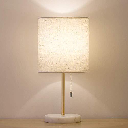 HAITRAL Bedside Table Lamp - Small Nightstand Lamp with Marble Base, Lamp for Bedroom, Office, Girls Room - Gold