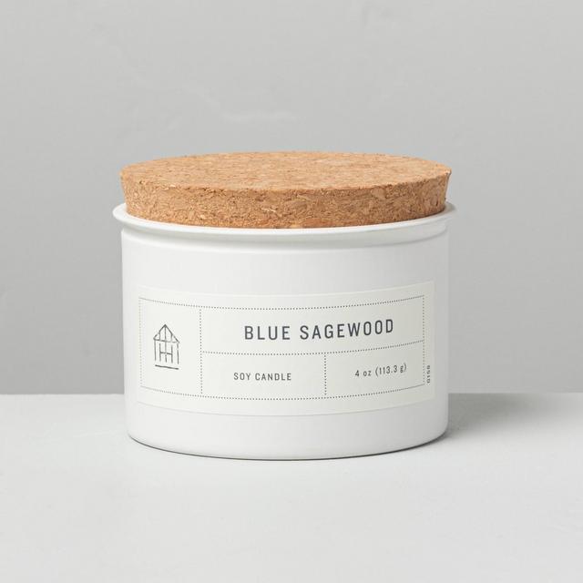 4oz Blue Sagewood Tin Candle with Cork Lid - Hearth & Hand™ with Magnolia