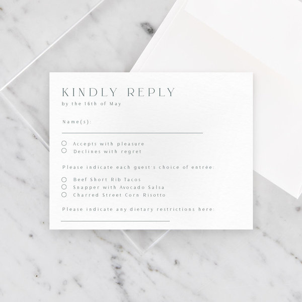 Avinyo Portrait | Blue Spruce | Zola Wedding Invitations