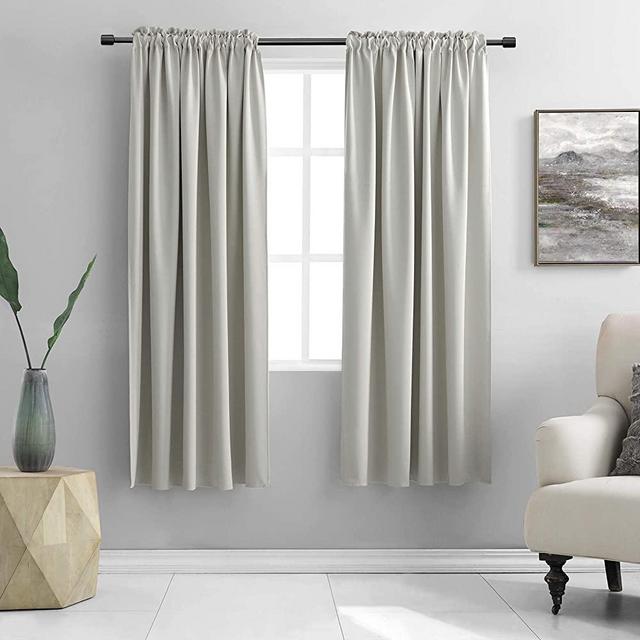 DONREN Light Gray Blackout Curtains - All Season Thermal Insulated Rod Pocket Room Darkening Curtains for Bedroom (2 Panels,42 x 63 Inch)