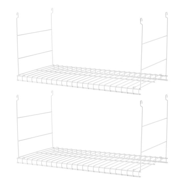 Rubbermaid Universal Closet 24 Inch Long Durable Steel Custom Wire Hanging Added Storage Shelf Accessory, White