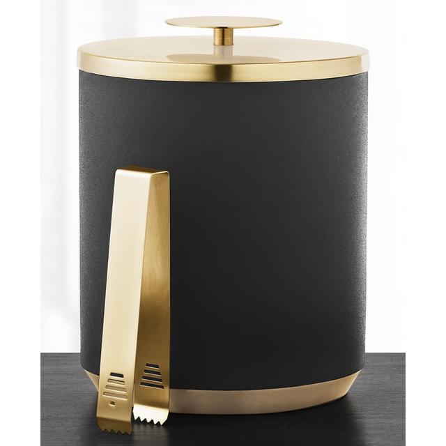 Hotel Collection Black & Gold Ice Bucket with Tongs, Created for Macy's