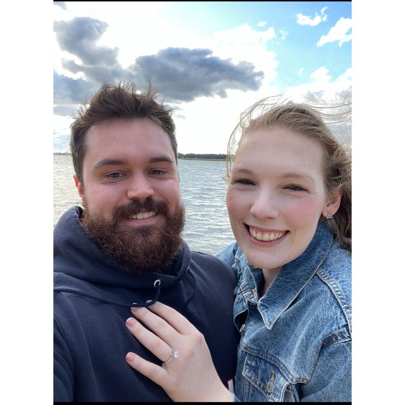 The day Dennis proposed! Spoiler alert: I said yes. This was in October '23 at Bluff Point. It was a gorgeous day and I was beyond surprised! Check out that rock 👀