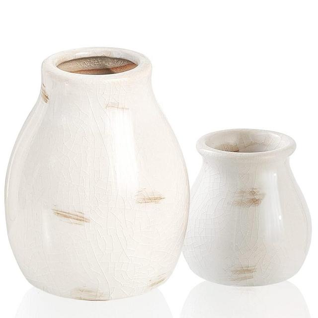 Ceramic Vases for Home Decor, 2 White Vases Set for Pampas Grass, Boho Vases, Table Decorations for Living Room, Kitchen Farmhouse Décor, Fireplace Decor, Modern Decor