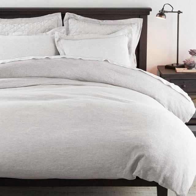 Soft Gray Belgian Flax Linen Duvet Cover, Full/Queen