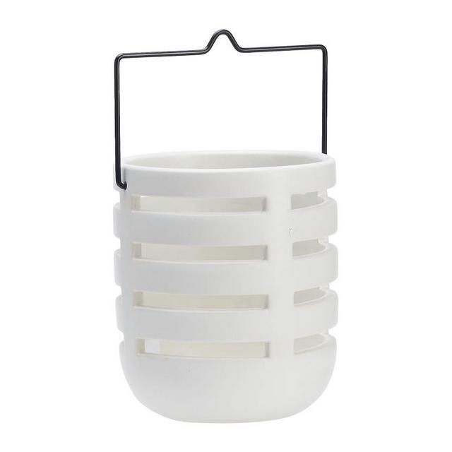 Mason Ceramic Lantern, Ivory, Large - 9.5"