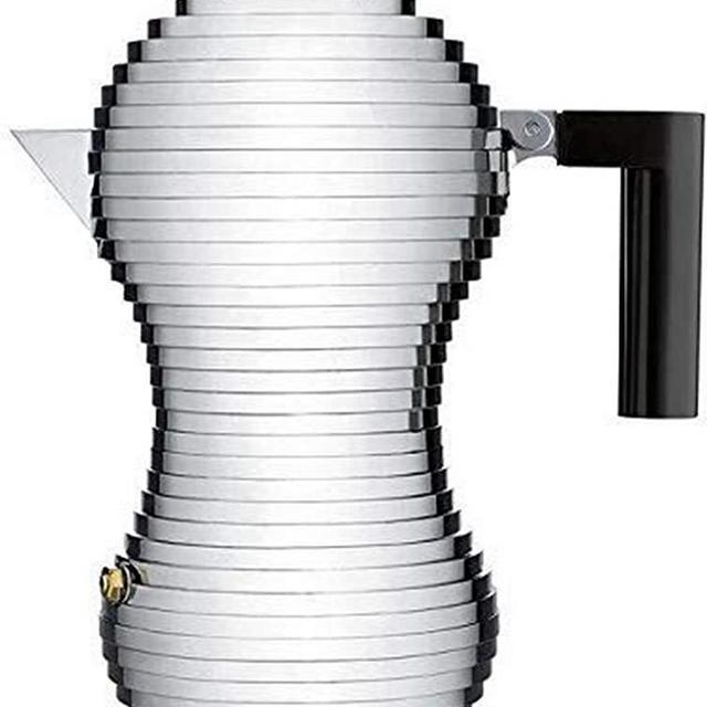 Alessi MDL02/3 B"Pulcina" Stove Top Espresso 3 Cup Coffee Maker in Aluminum Casting Handle And Knob in Pa, Black