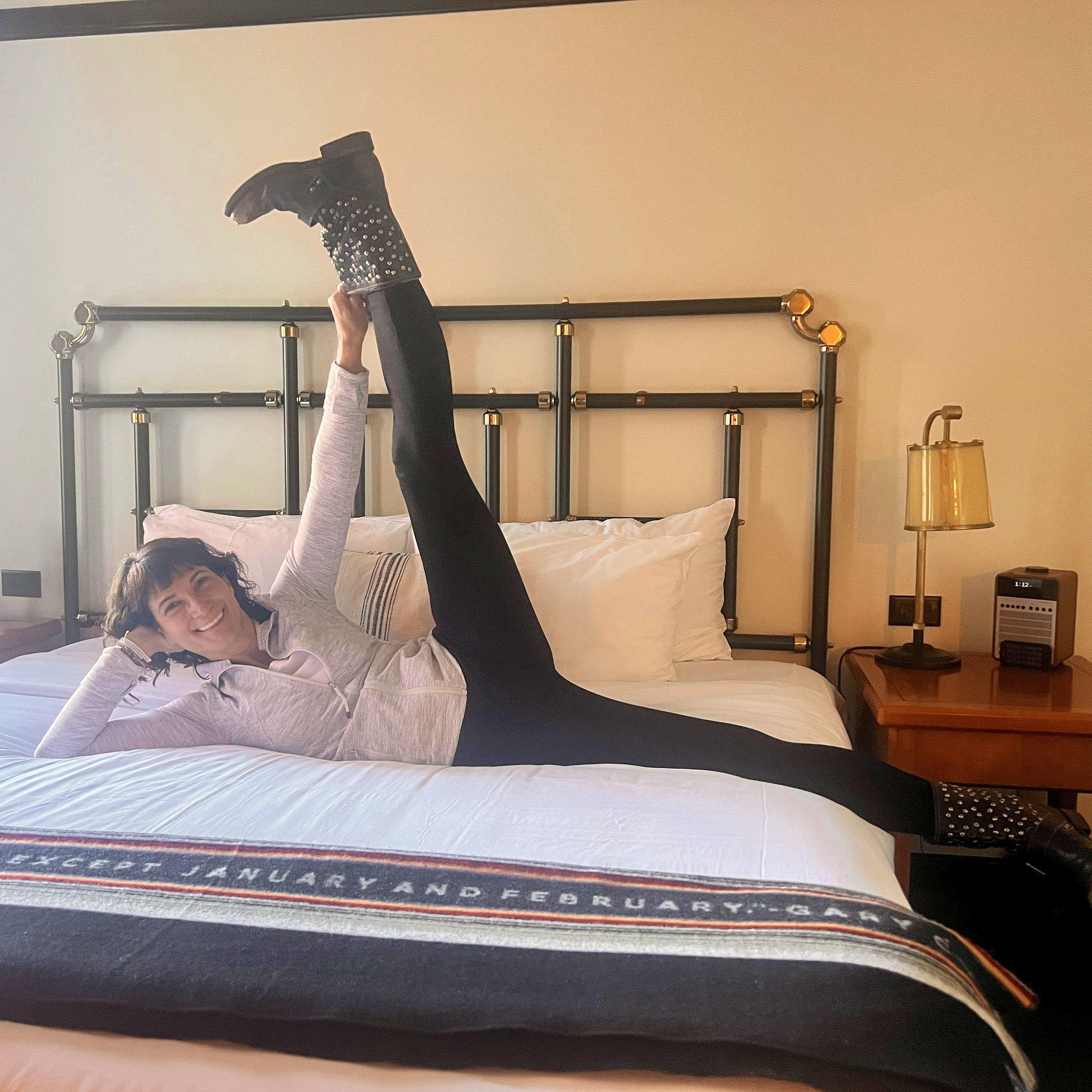 Some people check into hotels. Julie checks her hamstring flexibility. 🧘🏻‍♀️